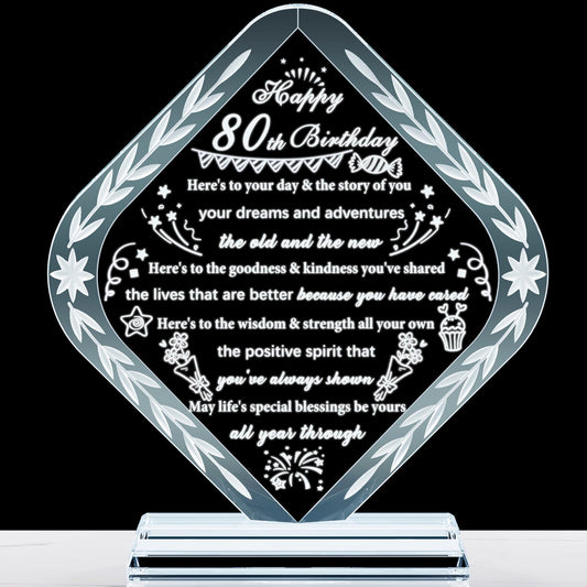 YWHL 80th Birthday Gifts for Women Men Crystal Gift for 80 Year Old Happy 80th Birthday Presents Ideas for Mom Grandma Wife