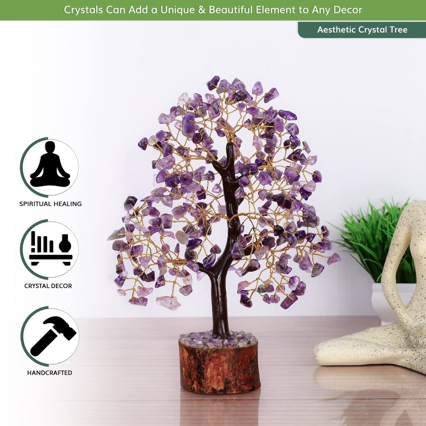 Amethyst Crystal Tree, Healing Crystals And Gemstones, Crystal Gifts For Women, Feng Shui Gemstone Tree Of Life, Gem Stones Home Decor, Living Room Accessories Amethyst Gifts, Good Luck Gifts