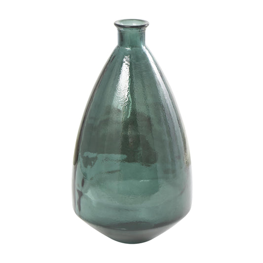 Deco 79 Recycled Glass Handmade Decorative Vase Spanish Centerpiece Vase, Flower Vase for Home Decoration 13" x 13" x 24", Blue