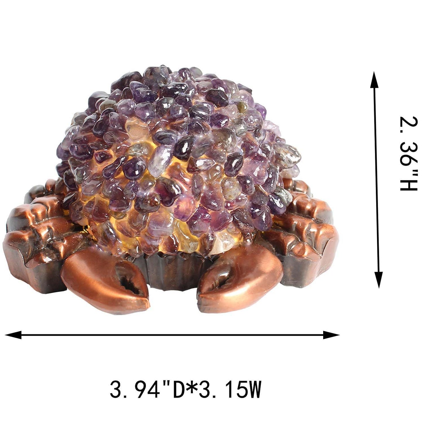 Youhot Handcrafted Amethyst Crystal Crab Table lamp, USB Powered, 3 Light Modes, Purple Shell Design, Healing Stone Decor for Home, Office (Amethyst)