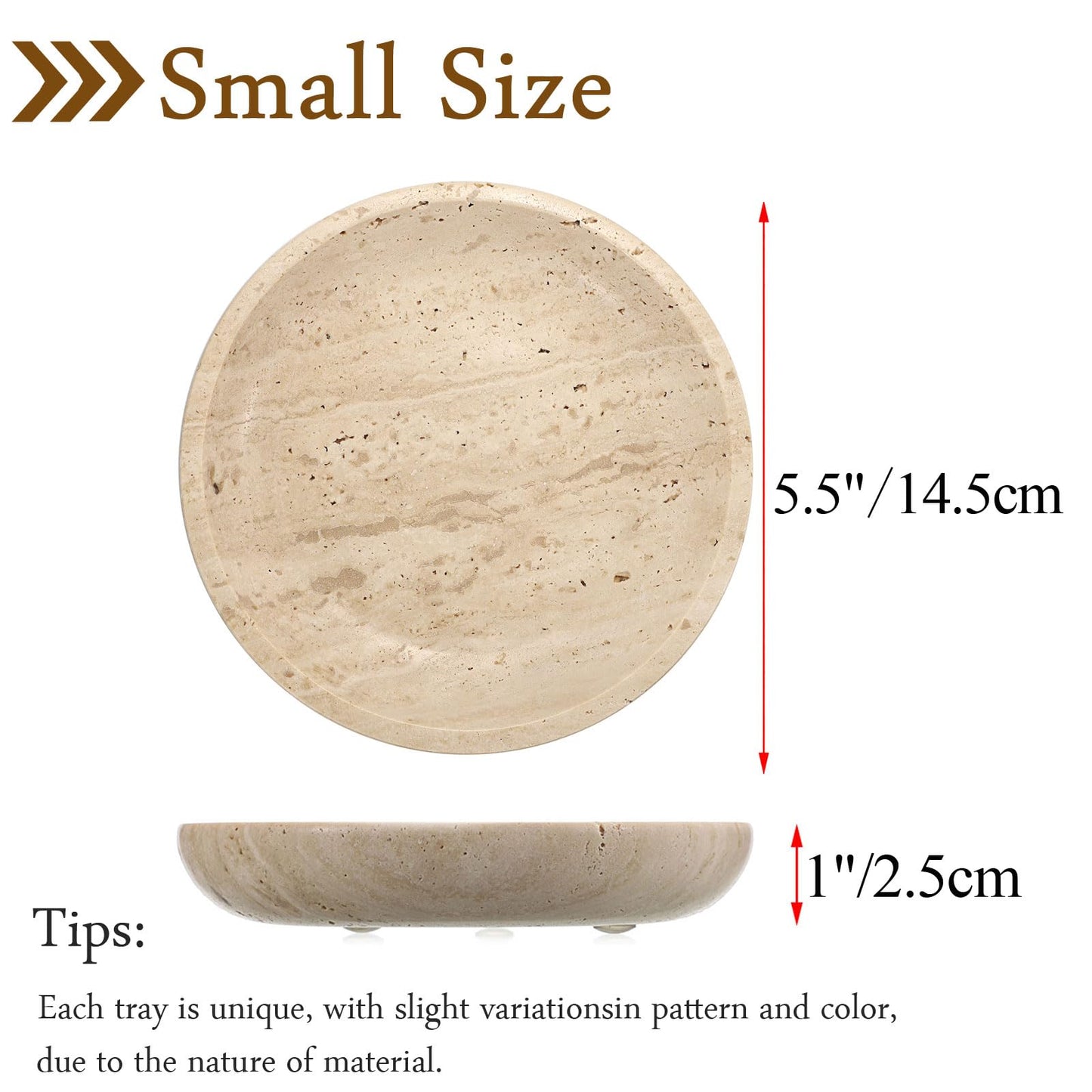 Hipiwe Small Key Bowl for Entryway, 5.5" Round Decorative Ring Holder Dish Natural Travertine Stone Trinket Tray Jewelry Dish Plate Candle Tray for Earring Necklaces Home Decor
