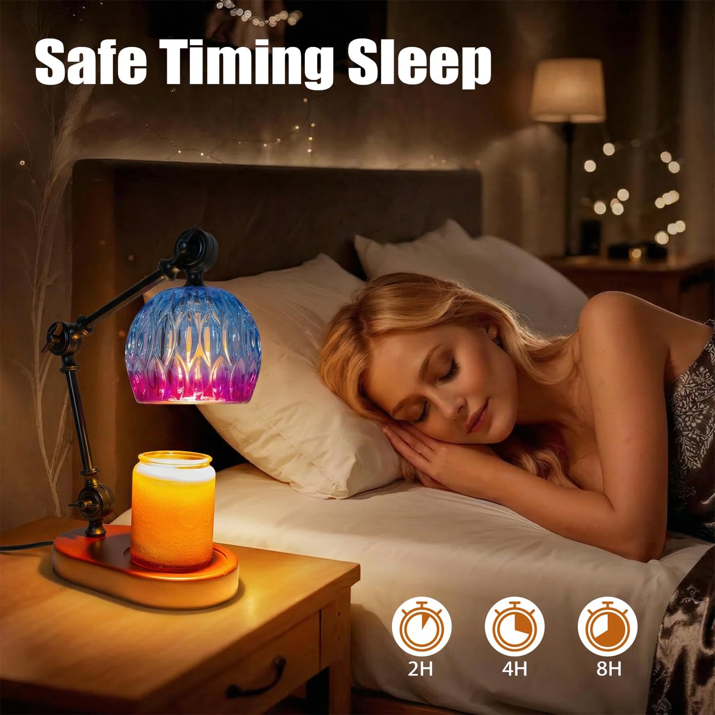 YWYWLED Candle Warmer Lamp, Dimmable Wax Melting Warmer with Adjustable Height, Bedroom Living Room Home Decor, Birthday Relaxation Gifts for Women (Purple, Wave)