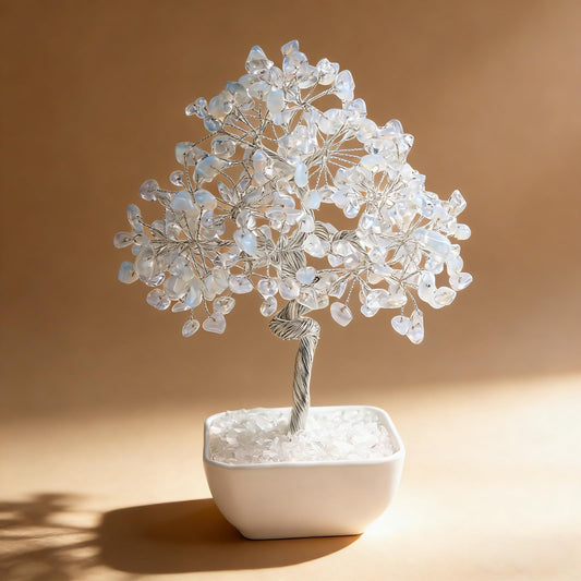 Clear Quartz Crystal Tree of Life – 7 Inch Master Healer for Energy Amplifying, Feng Shui Desk Decor with 243 Natural Gemstones – Handcrafted Silver Wire Gift Box for Meditation Spiritual Home Office