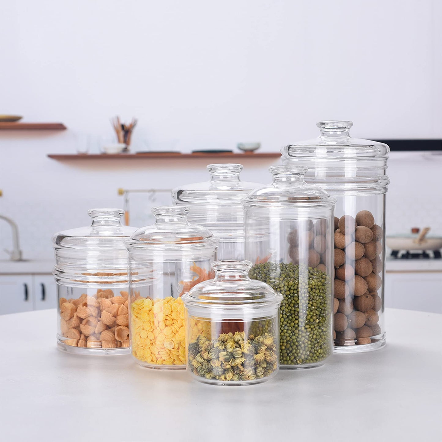 IVOOBR 34oz Acrylic Storage Jar, Airtight Lid with Silicone Sealing Ring, Ideal Canister Container for Sugar, Tea, Spices, Herbs, Shells, Bath Salt, Christmas Decorative Apothecary Jars