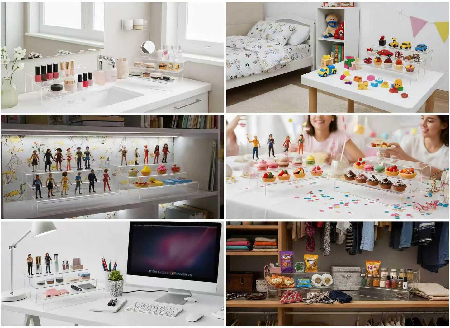 MerryNine Clear Acrylic Display Risers Stable Multi-Size