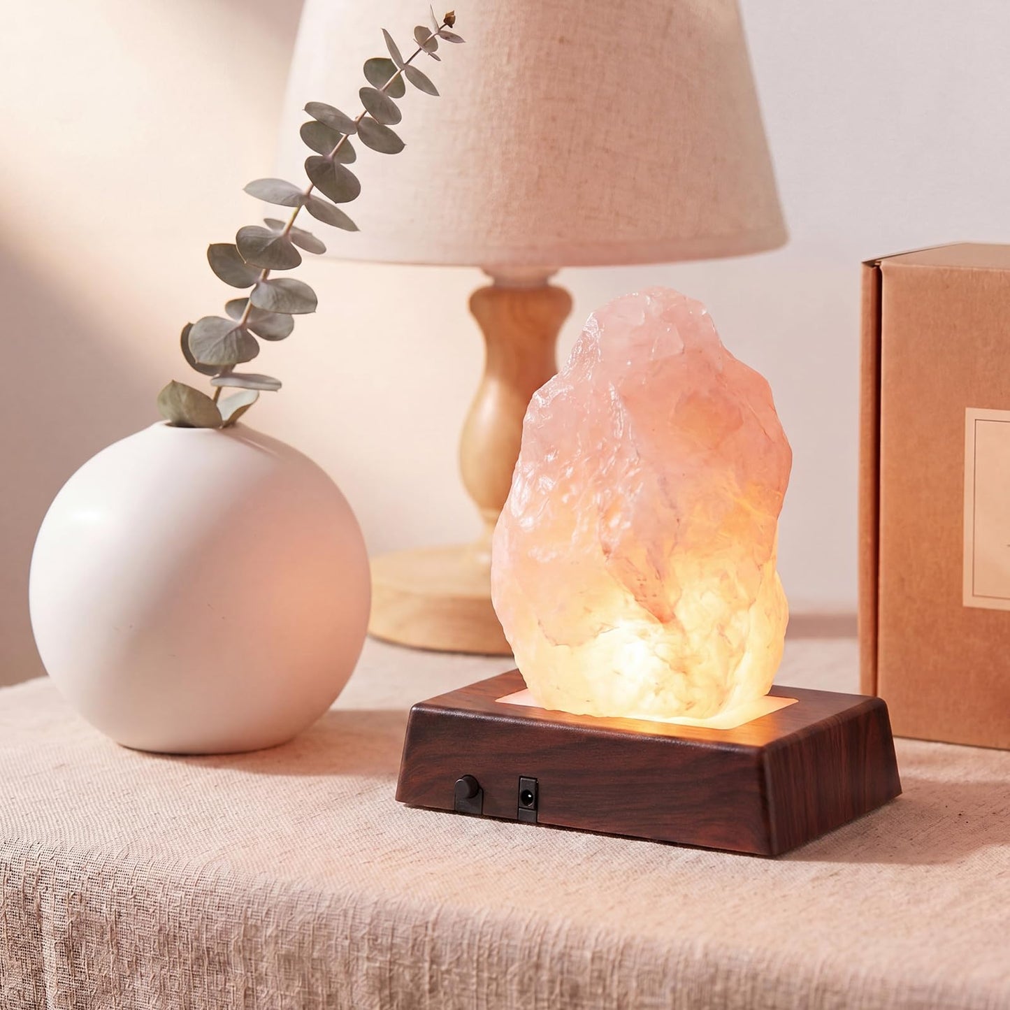 Woanger Wooden Display Stand, LED Square Display Stand, Lighted Base for Glass Art,, LED Light Base for Crystal, Jewelry & Figurines