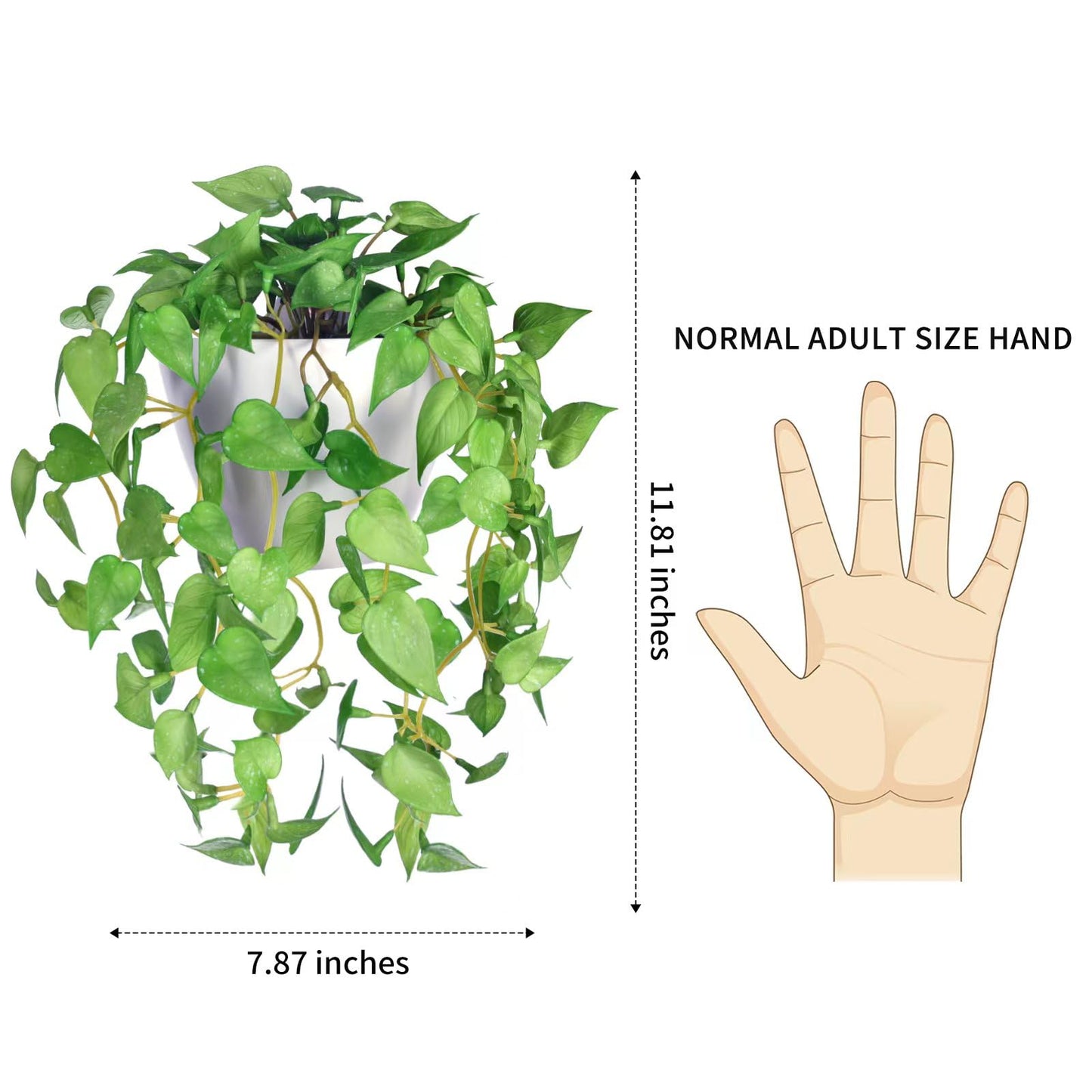 CXZXEEU Artificial Hanging Potted Plants Set of 2, Fake Eucalyptus Vine Plant with Half Pot Planters, Medium Faux Greenery for Wall Home Room Indoor Outdoor Decor