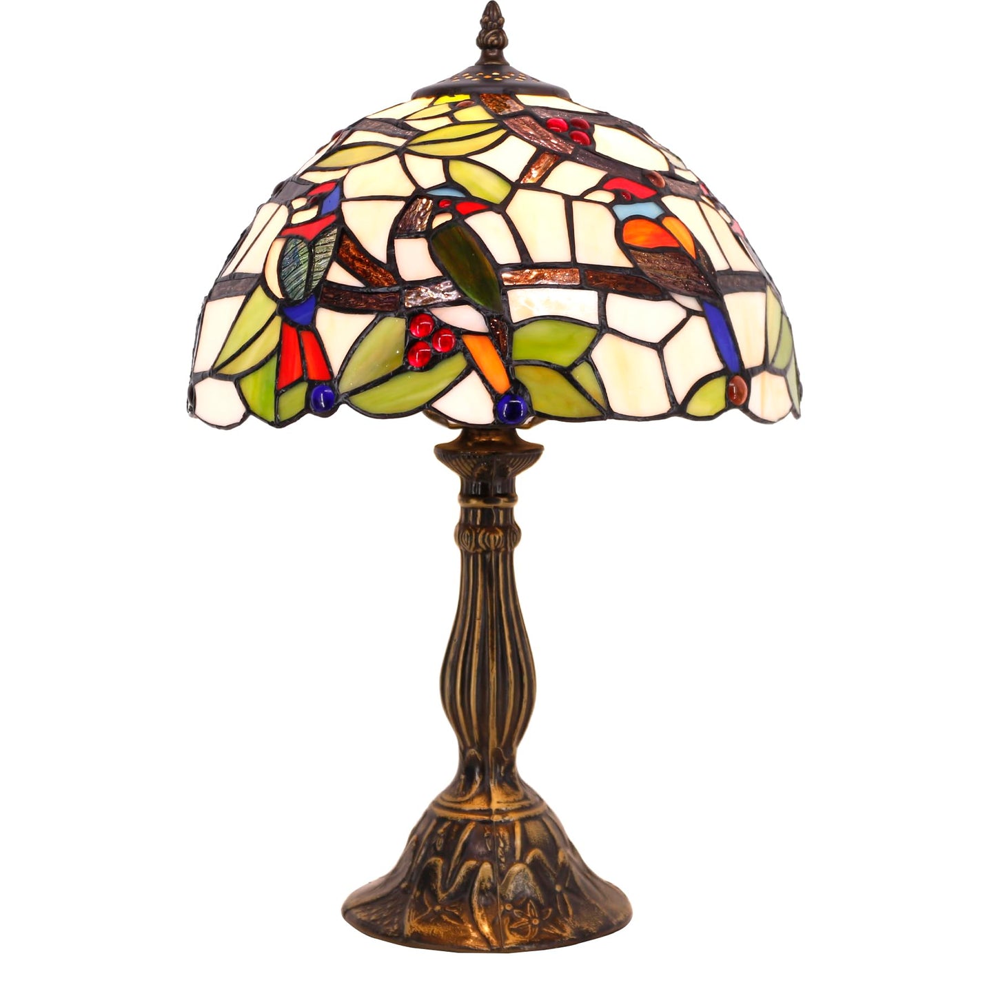 WERFACTORY Tiffany Table Lamp Mix Color Stained Glass Bedside Lamp 18 Inch