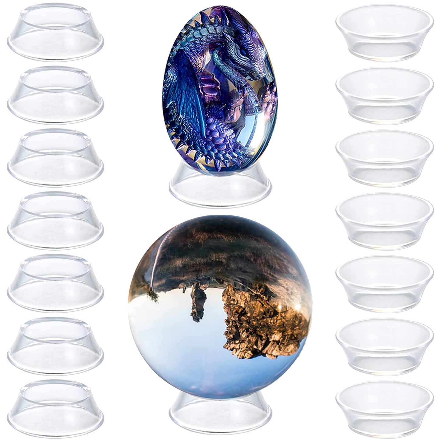 16 Pack Acrylic Baseball Case Holder, Reversible Dual-Side Display Stand for Softball, Golf Ball, Easter Egg, Crystal Sphere, Non-Scratch Stable Pedestal for Display Case, Collectibles, Signed Balls