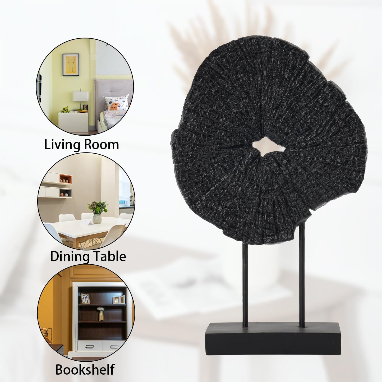 LC LCdecohome Black Art Modern Abstract Sculpture - Solid Black Art Sculpture for Home Décor Minimalist Decorative Statue for Living Room Office Desk Shelf Handcrafted Art Piece 7.25 * 2.5 * 12 Inch