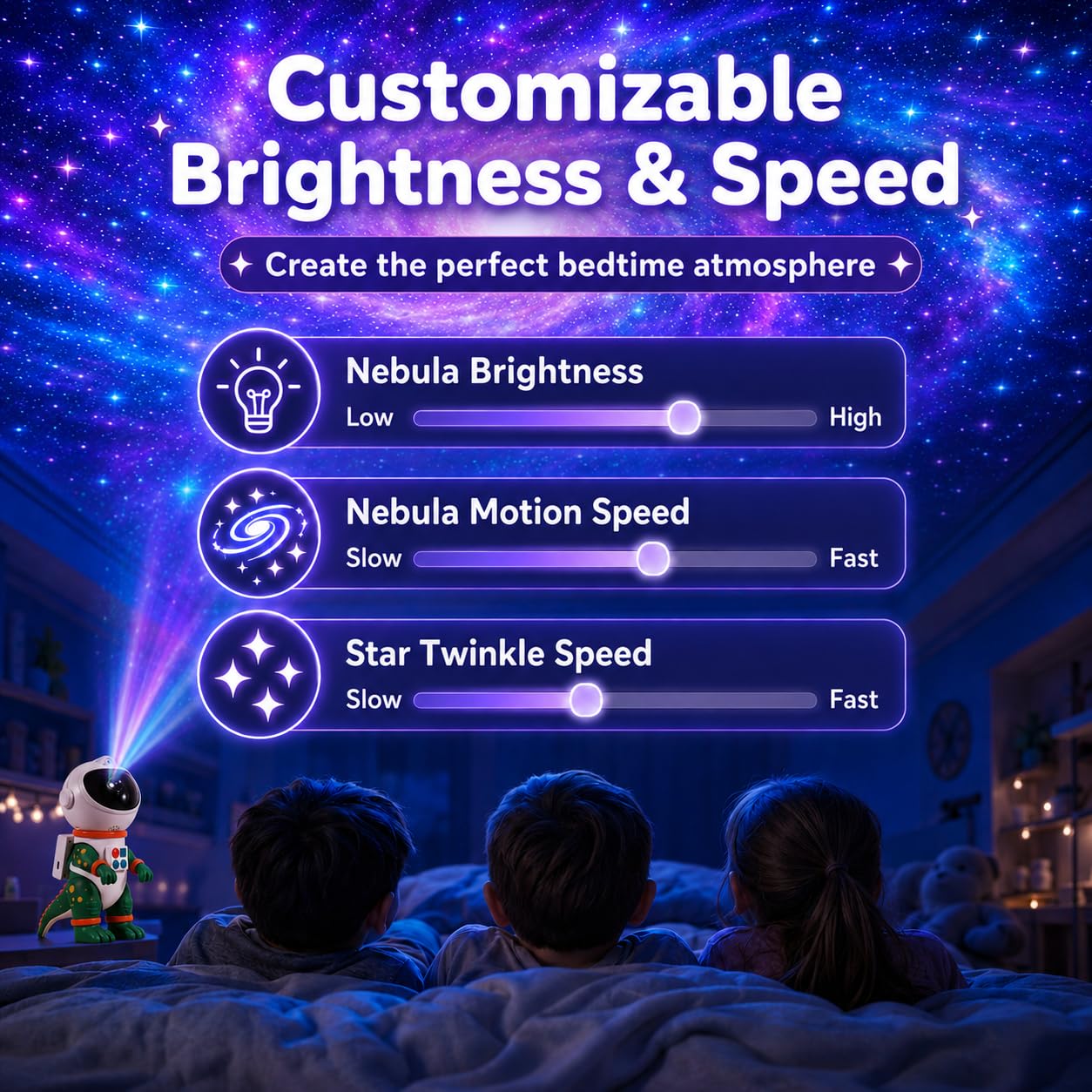 Galaxy Star Projection Night Light, Dinosaur Astronaut Space Projector with Timer, Remote Control, 8 Lighting Modes, Green Nebula Effects for Kids Room Ceiling Decor(Green)