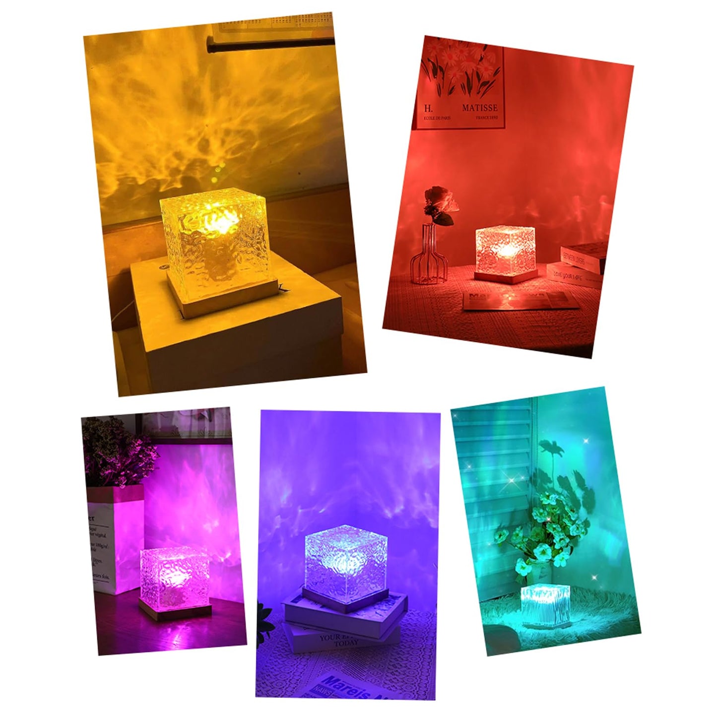 Growalleter Ocean Wave Projector Light, 16 Color Rechargeable Ocean Lamp, with Power Touch Control and Remote Control Luminorthe Cube Lamp, Bringing You Romance and Tranquility(Charge)