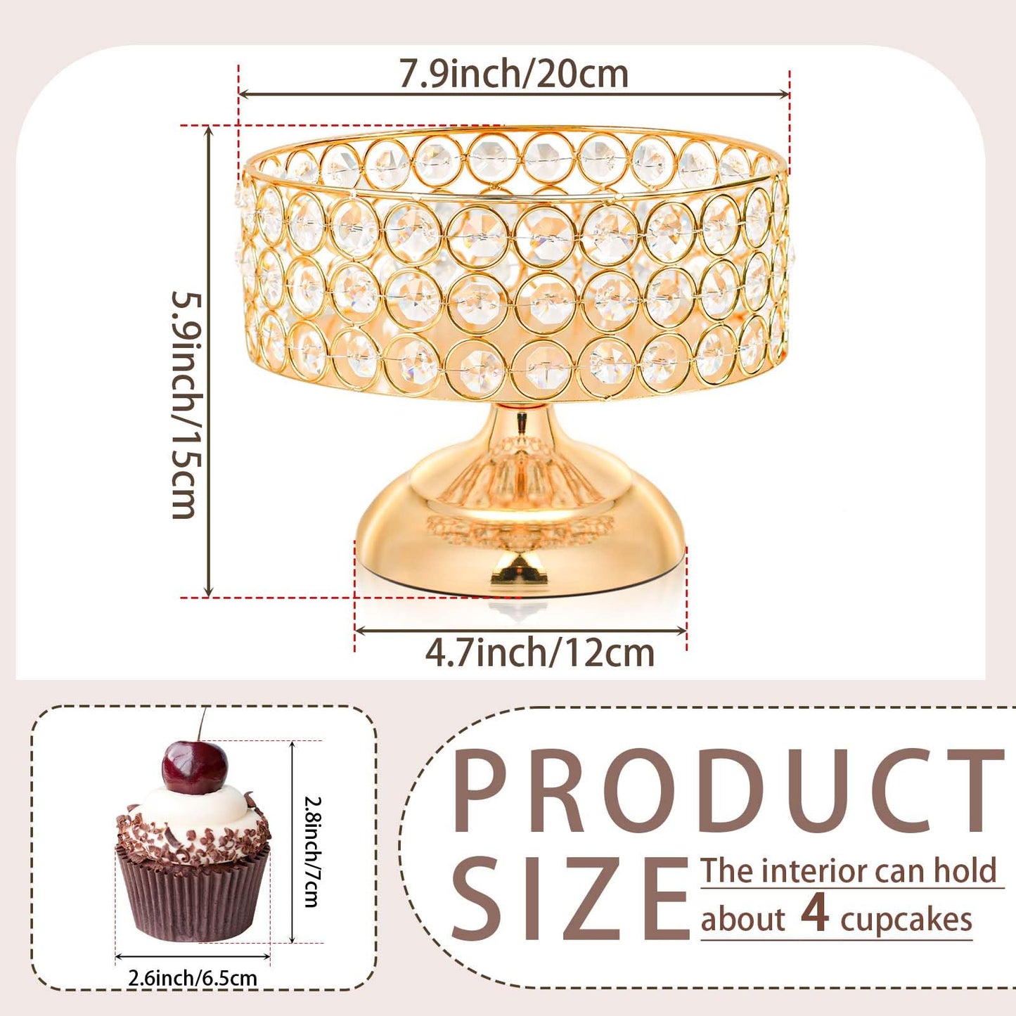 1pc Crystal Fruit Dessert Metal Display Tray, Cupcake Tray Snack Storage Box Wedding Dessert Table Cake Display Stand Tray for Wedding Party Home Decor Tray (S)