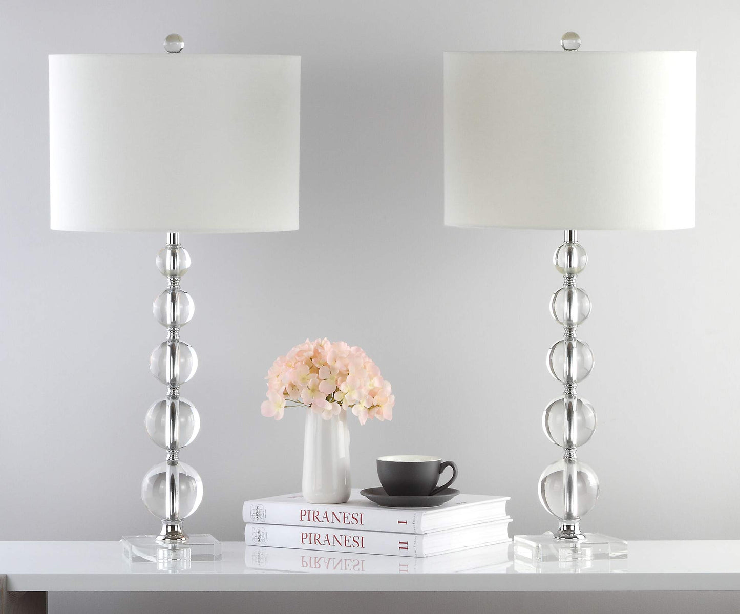 SAFAVIEH Lighting Collection – Set of 2 Liam Stacked Crystal Ball 29-Inch Table Lamps, LED Bulbs Included, Bedroom Living Room Home Office (LIT4112A-SET2)