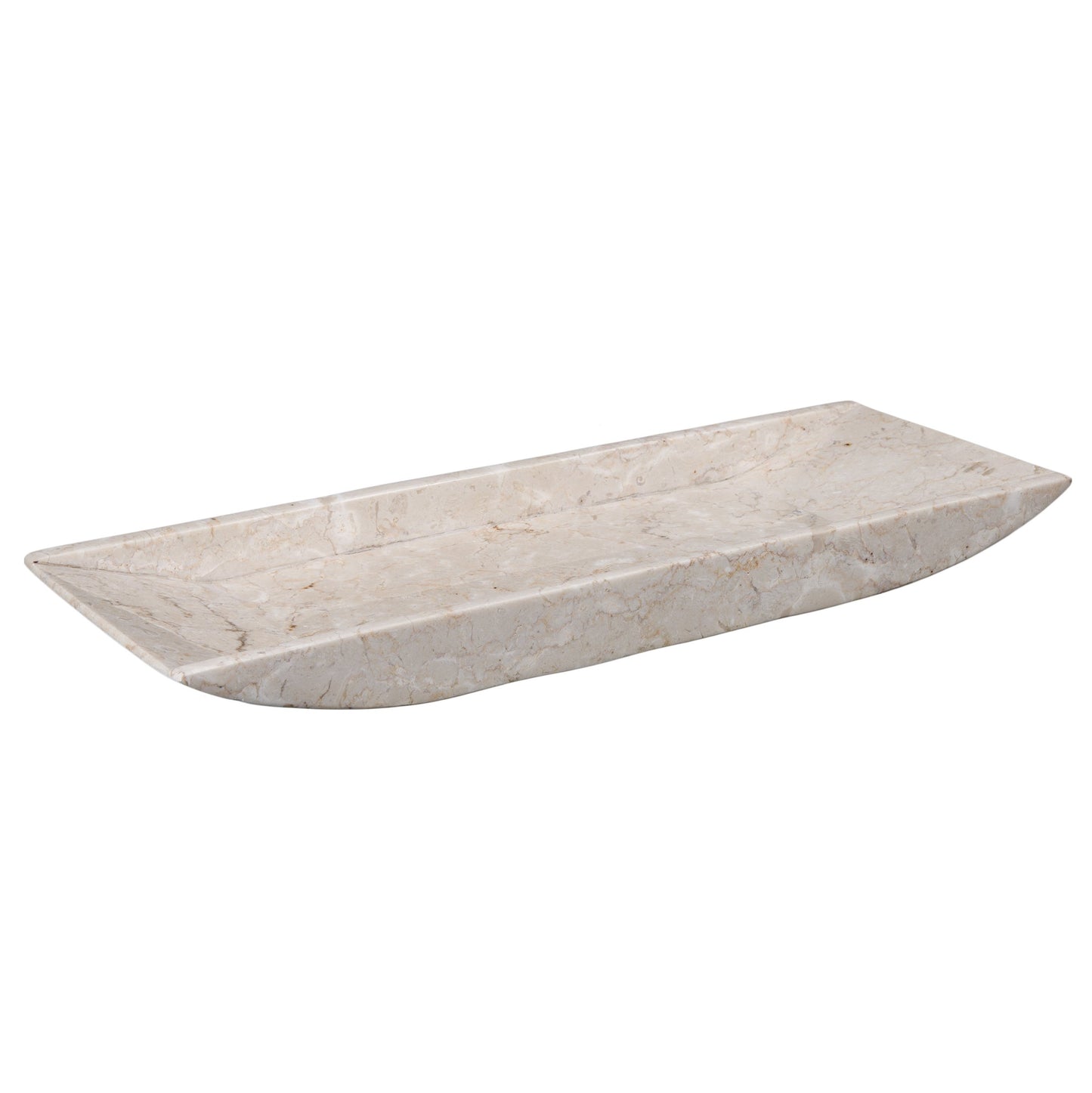 Creative Home Natural Champagne Marble Rectangular Vanity Tray Towel Tray Boat Shaped Tray Bathroom Accessories Organizer for Bathroom Countertop, Kitchen Sink, Jewelry, 16.5" x 6.3" x 1.5" H, Beige
