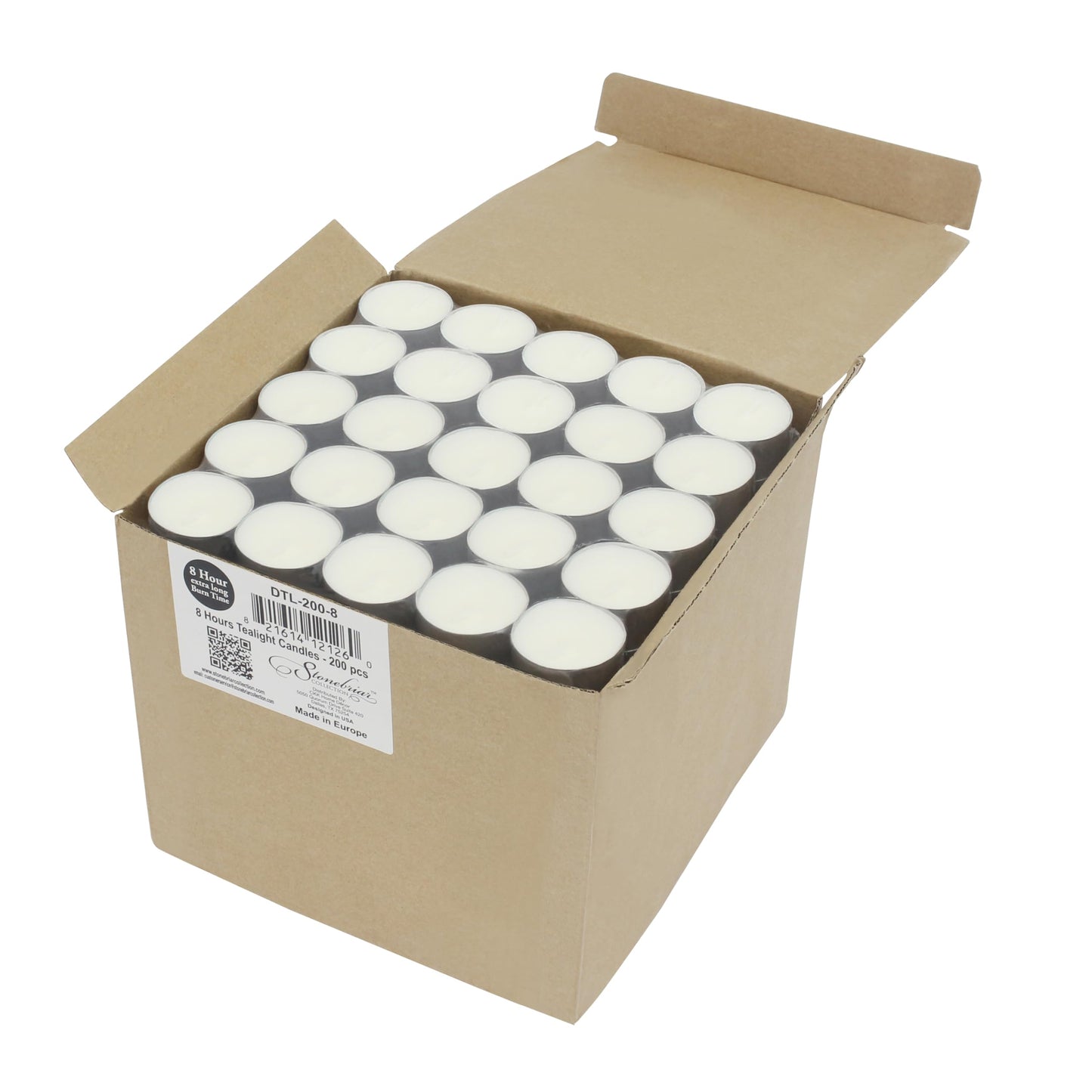 Stonebriar Bulk 50 Pack Unscented Smokeless Long Tea Light Candles with 8 Hour Extended Burn Time, White, 50 Count