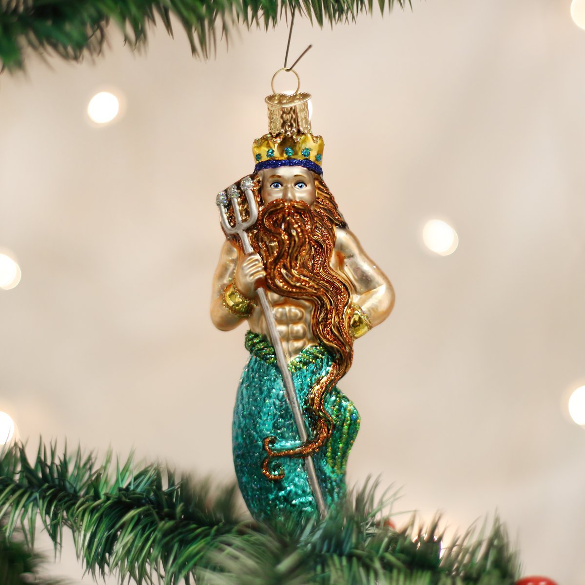 Old World Christmas Neptune Glass Blown Ornament for Christmas Tree, Handcrafted Holiday Decoration, Sea Collection