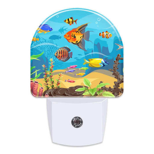 sndheke Colorful Fish and Marine Corals Night Light Plug into Wall, Beautiful Underwater Ocean World Dusk to Dawn Night Light, 0.5w Energy Saving Sleep Friendly Nightlights for Kids Boys Girls