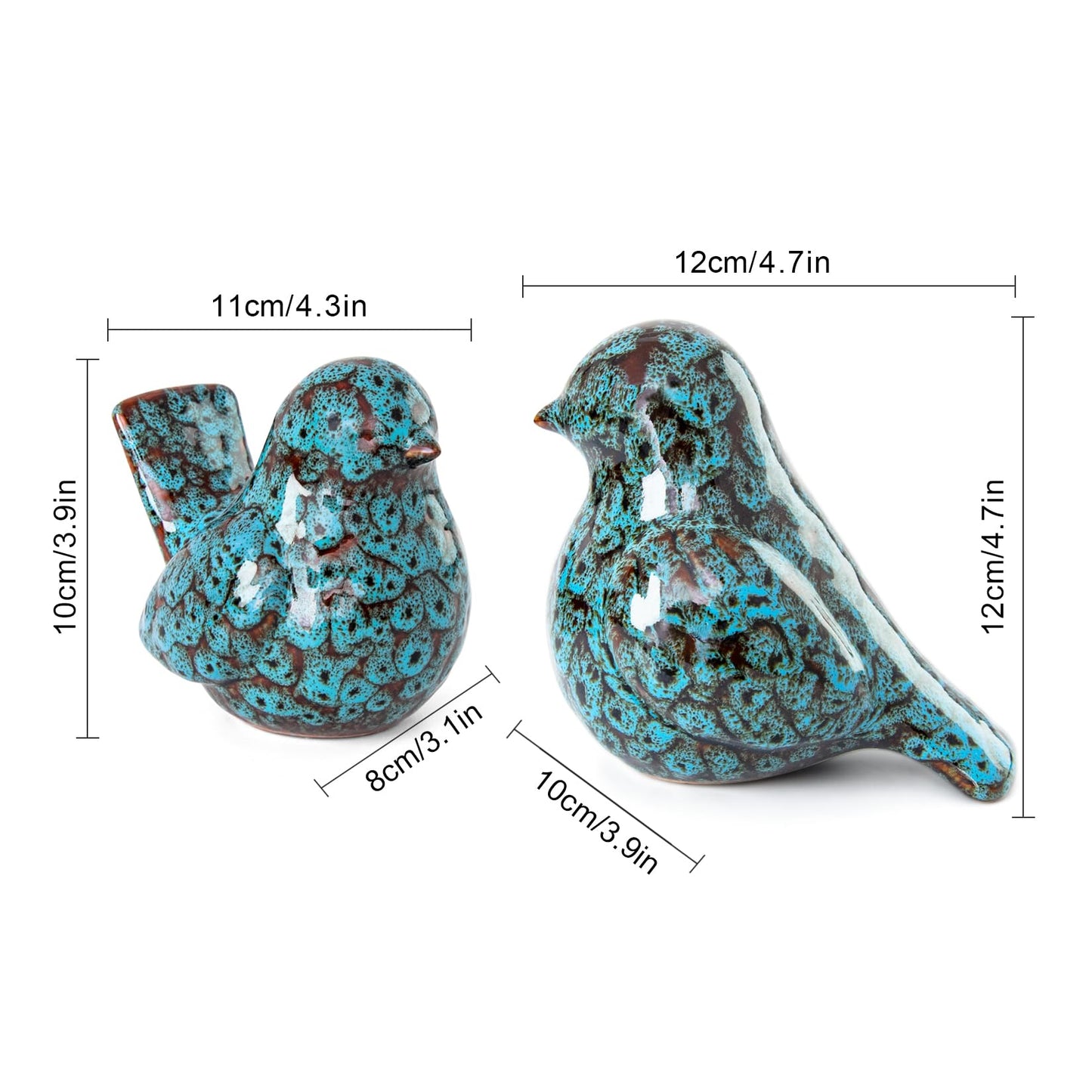 YINUOWEI Blue Birds Statues Home Decor, Modern Bird Figurines Decor, Birds Sculpture Animal Figurines for Living Room, Bedroom, Office Desktop, Bookshelf, Cabinets