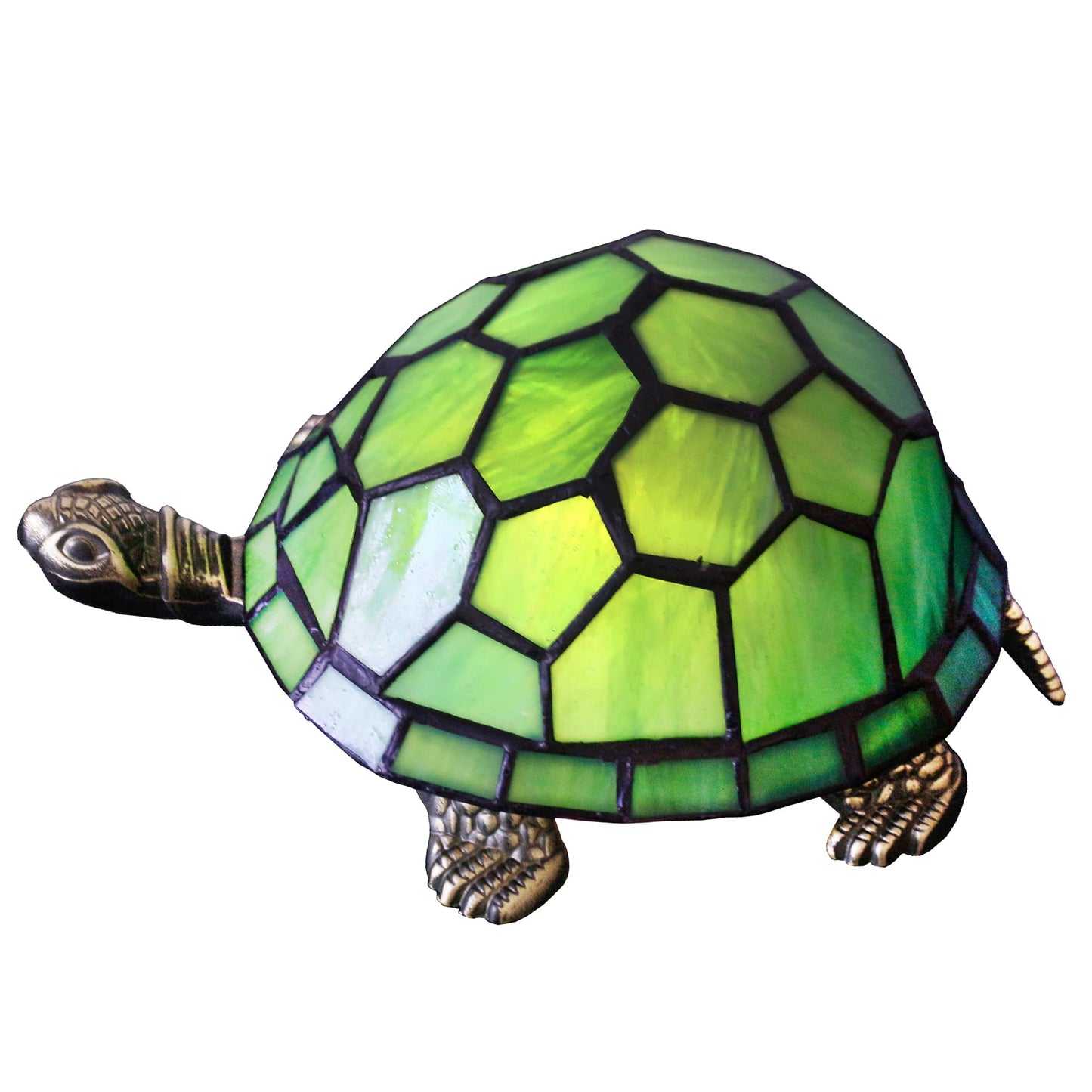 ZJART Tiffany Tortoise Lamp Small Stained Glass 8X5X4 Inch Green Turtle
