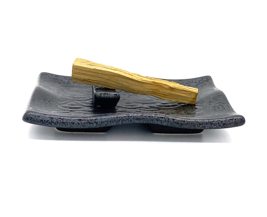 TOBOHU Black Rectangle Ceramic Palo Santo Holder, Wood Incense Stick Burning Bowl, Ceramic Burner for Palo Santo Sticks