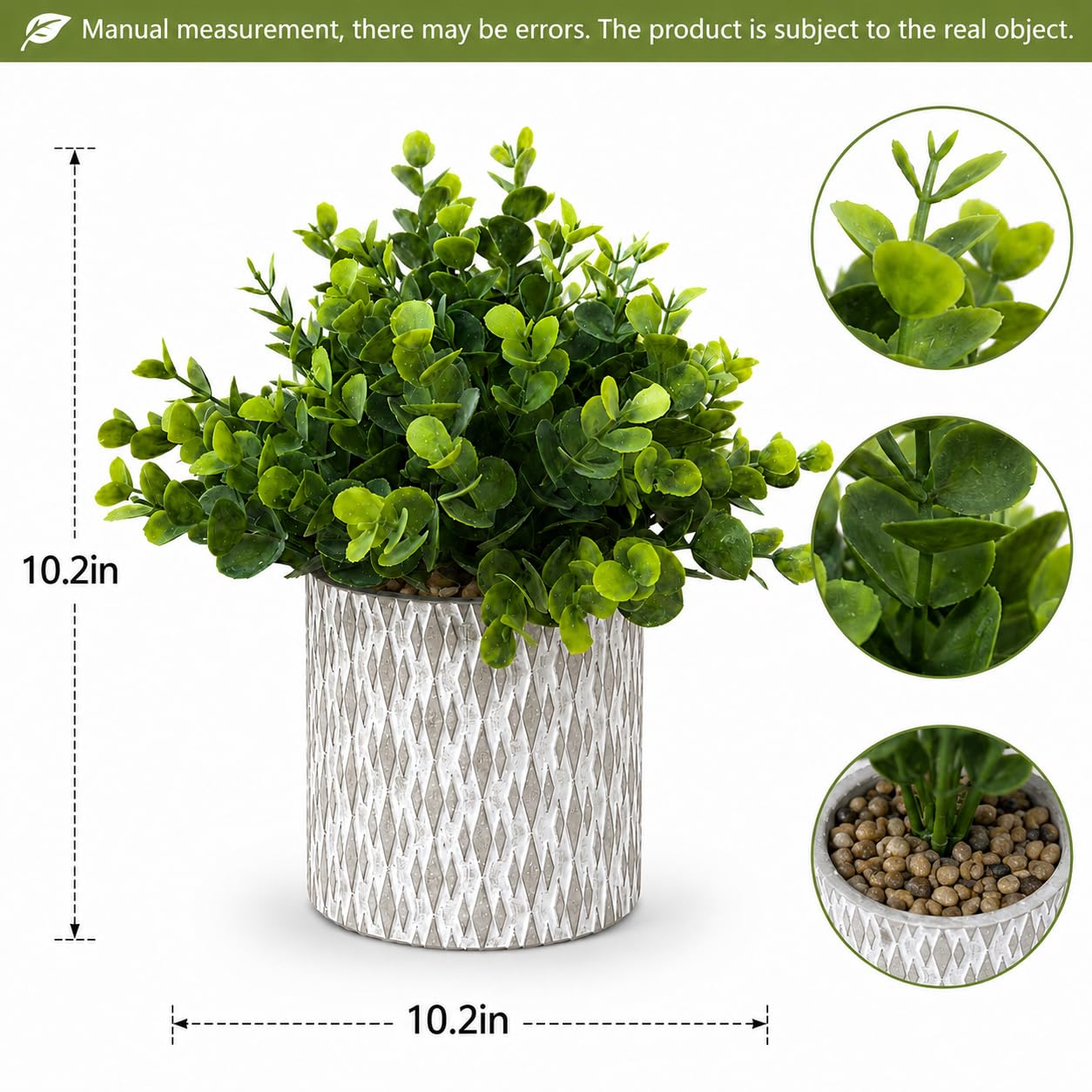 JOLLYMER Set of 3 Artificial Potted Plants, Faux Eucalyptus Lavender and Tea Tree Greenery in Cement Pots, Small Fake Plants for Shelf Bathroom Office Desk Decor