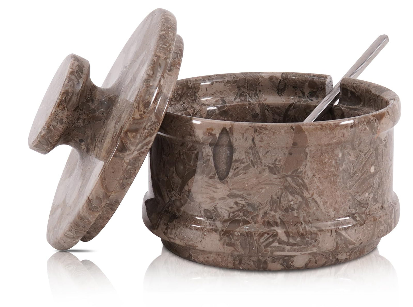 Radicaln Marble Salt Cellar with Lid 4" Inch Oceanic Handmade Salt Jar & Spice Storage Containers For Kitchen Countertop, Ideal Sugar Bowl & Salt dish For Table