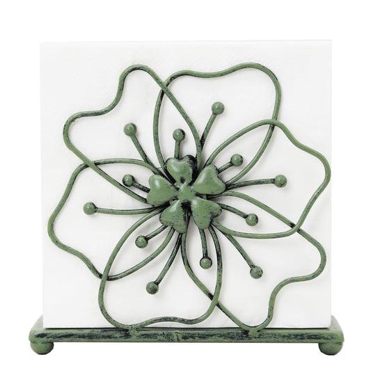 OwlGift Flower Style Napkin Holder, Freestanding Tissue Dispenser, Dining Table Napkin Storage for Home Kitchen Restaurant Picnic Party Wedding Housewarming – Green