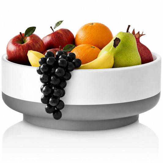 Gennua Kitchen Concrete Fruit Bowl for Kitchen Counter - Modern Two-Tone Stone Centerpiece with Wide Stable Base, Large Decorative Cement Bowl for Entryway Table, Coffee Table Decor, Key Bowl,11 Inch