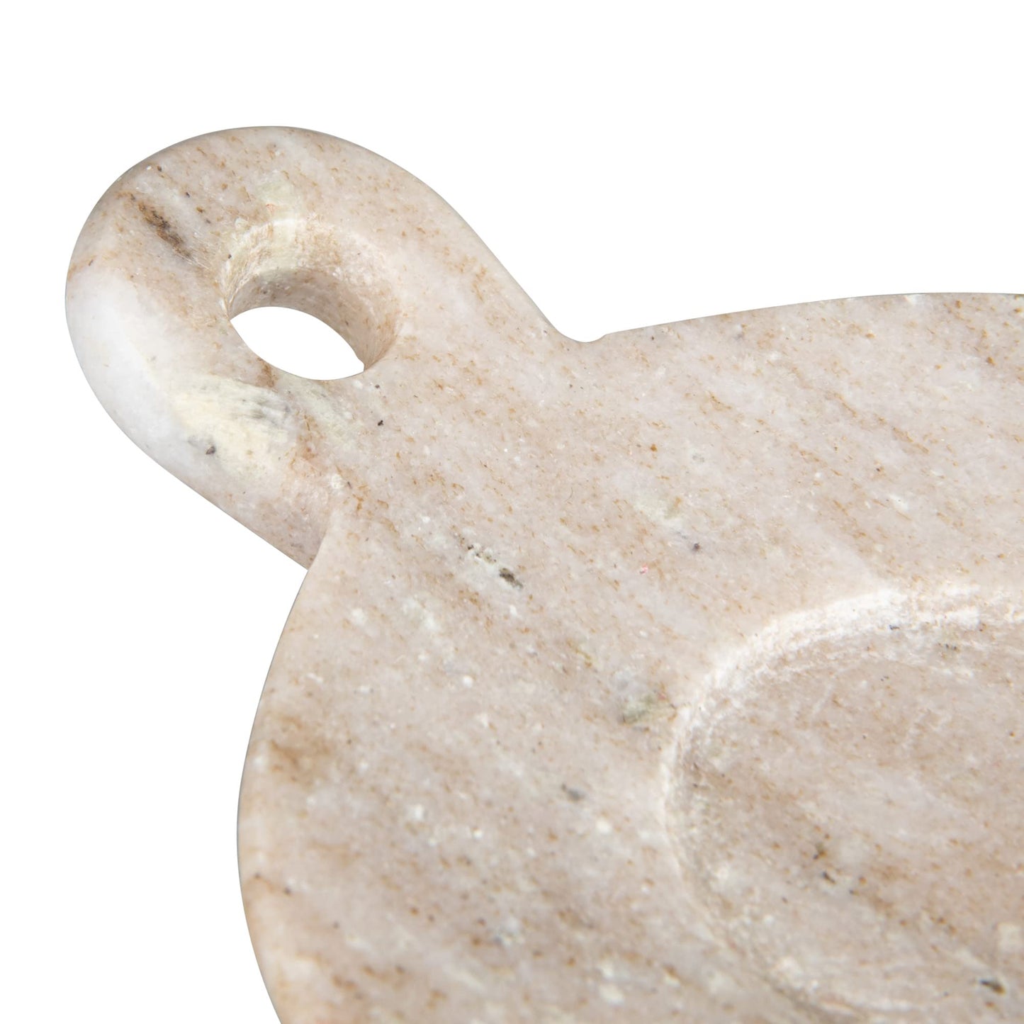 Creative Co-Op Hand-Carved Marble Dish with Handle, Beige