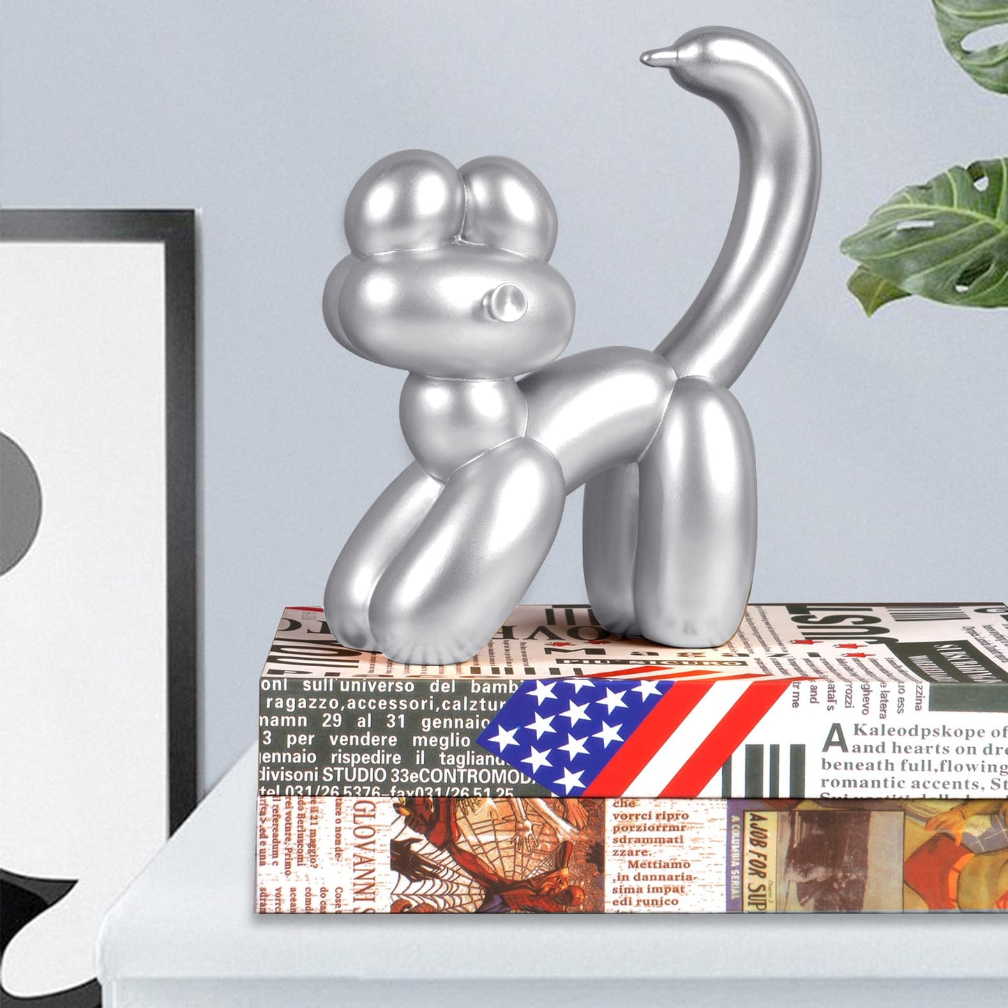 VOFSTAND Balloon Cat Decor, 7.8 Inch, Silver