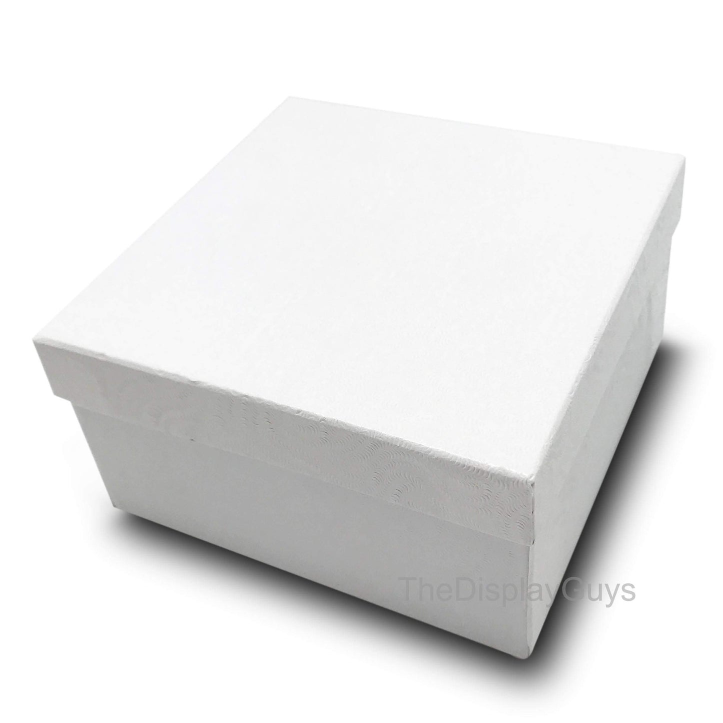 TheDisplayGuys - 25-Pack #34 Kraft Paper Jewelry Boxes w. Cotton Padding - White Swirl (3 7/8" x 3 7/8" x 2") - Gifting, Shipping, Retail