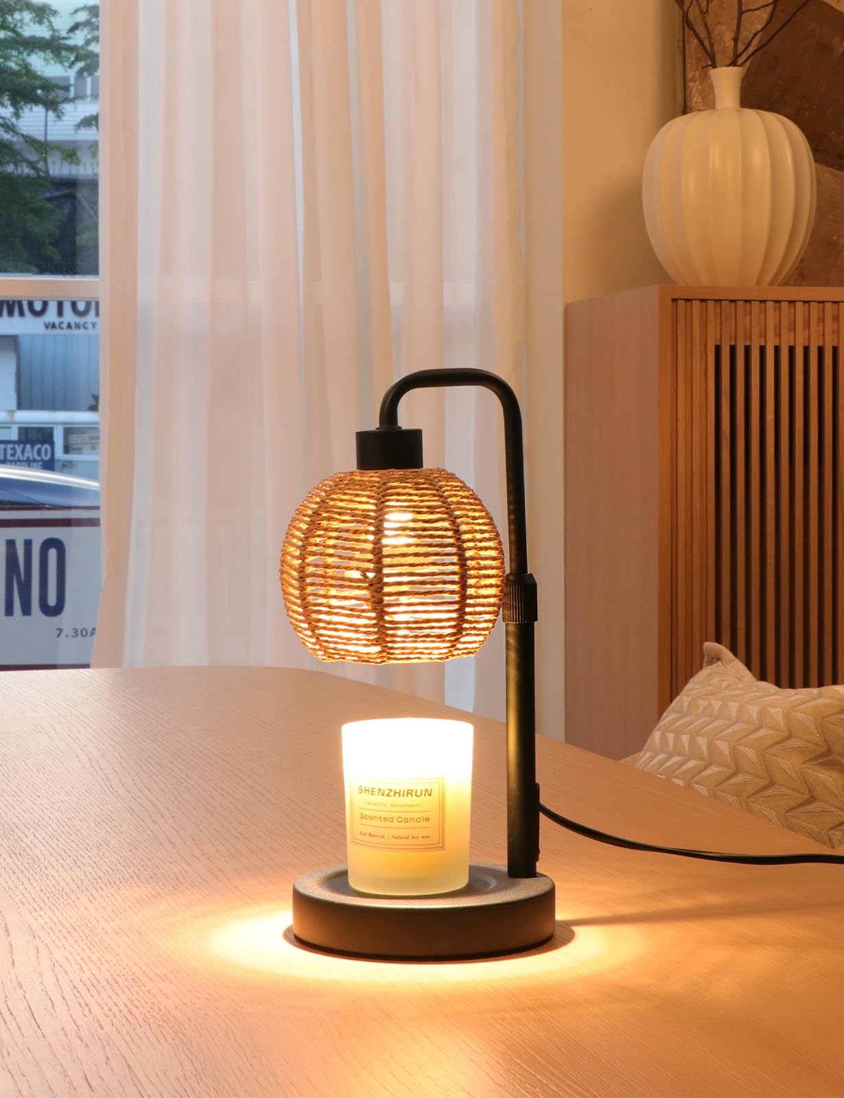 Yohonk Candle Warmer Lamp with Timer Dimmable, Natural Weaving Boho Electric Candle Lamp, Wax Warmer Lamp for Mothers Day Gifts for Mom, House Warming Gifts New Home Decor