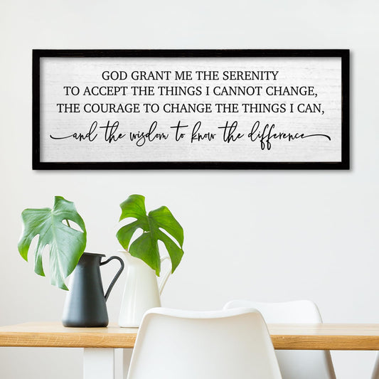 TQianJiang Serenity Prayer Wall Art Decor 24"X10" God Grant Me Sign Large Wood Framed Wall Hanging (Black)