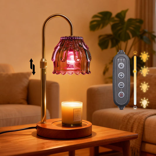 Flyzenvibe Candle Warmer Lamp with Timer & Dimmer, Birthday Gifts for Women Mom, 4-Level Dimmable Flower Heat Lamp for Jar Candles, Adjustable Height, House Warming Gifts, Home Decor (Purple