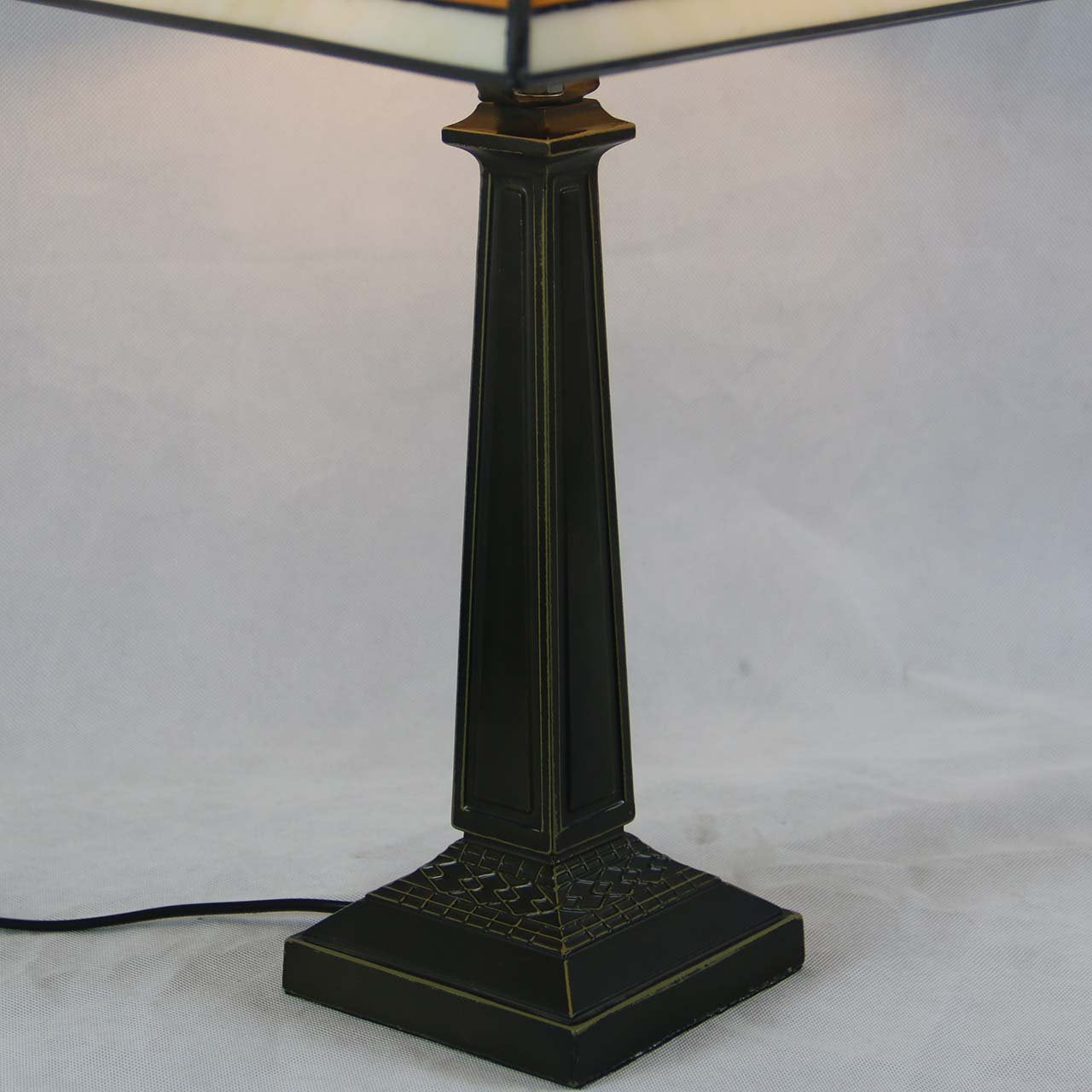 Bieye L10345 Mission Tiffany Style Stained Glass Table Lamp with 11-inches Wide Lampshade, 20-inch Tall