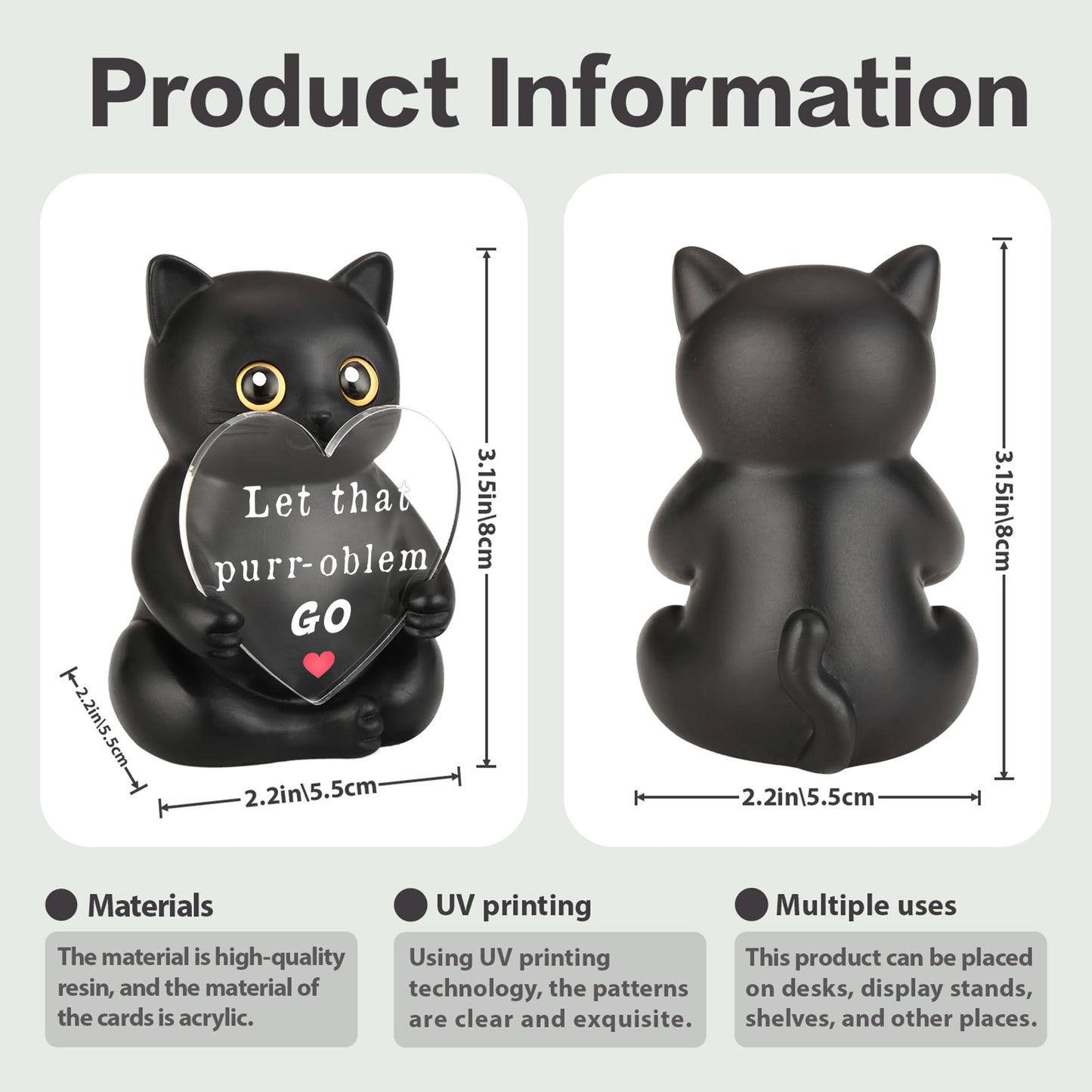 FTONENI Black Cat Encouragement Desk Decor, Funny Motivation Gift for Coworker Teacher Nurse Friend, Positive Office Desk Figurine for Team Appreciation - FDD631