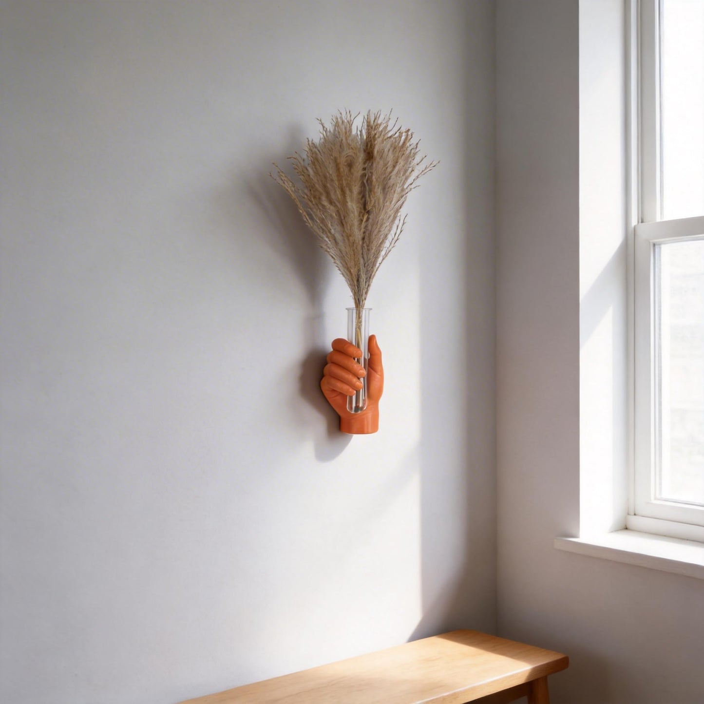 Orange Hand Shaped Wall Vase, Modern Creative Wall Vase, Unique Art Decoration, Stylish Home Decor for Living Rooms, Bathrooms, Patios, Entrances, and Office Decor.