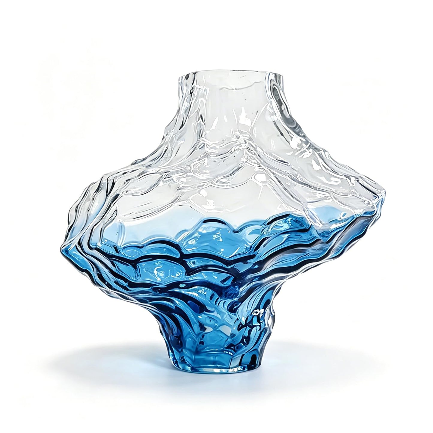 USmagically Glass Vase, Blue Glass Vase Modern Clear Flower Vases 6.29 Inch, Thickened Glass Vases for Centerpieces, Minimalist Decorative Vase for Living Room Kitchen Office Wedding