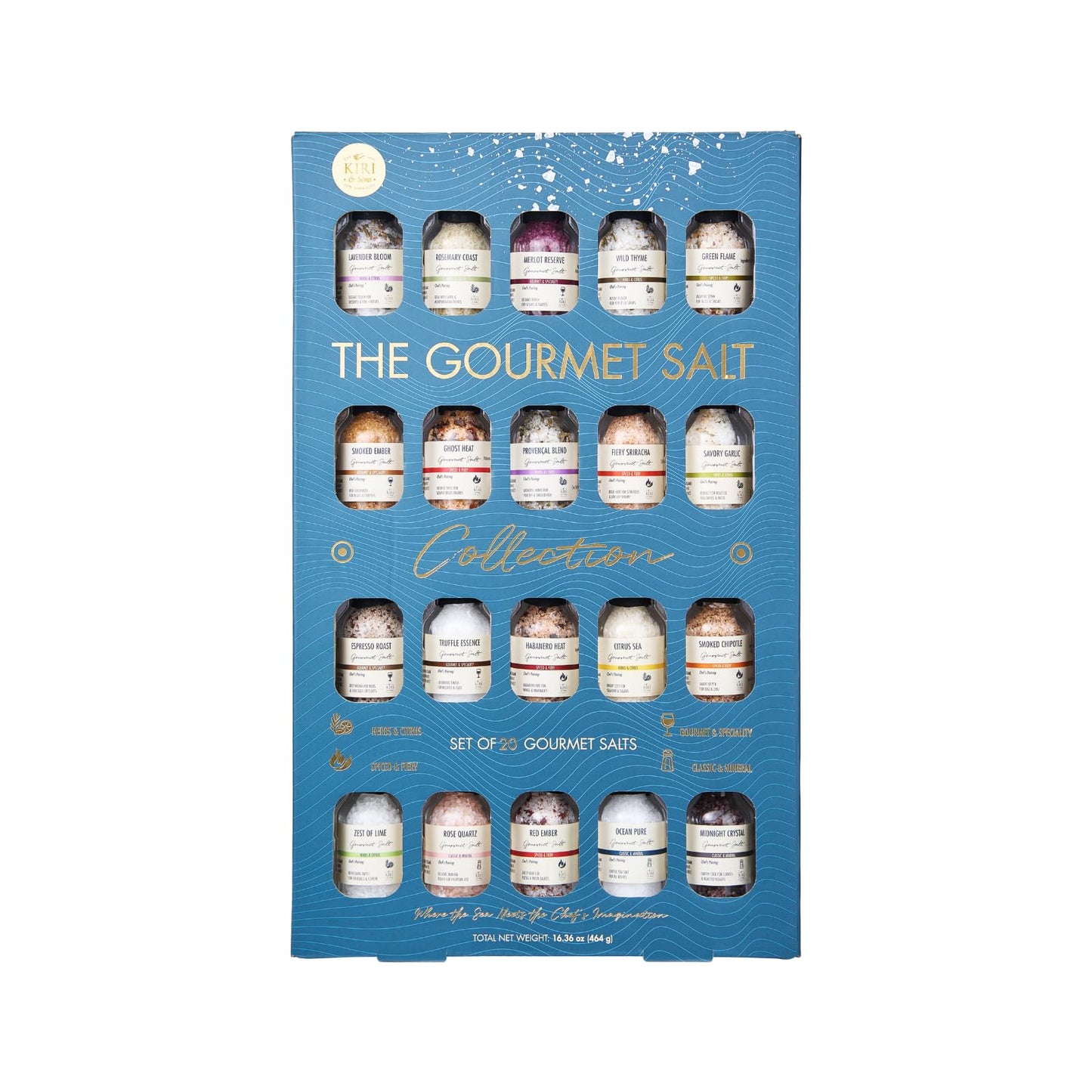 Gourmet Salt Sampler Collection 20 Pack - Premium Seasoning Gift Set, Includes Truffle, Smoked, Garlic, Merlot & Sriracha, Vegan Spice Blends for Cooking, Grilling & BBQ, Culinary Kit for Foodies