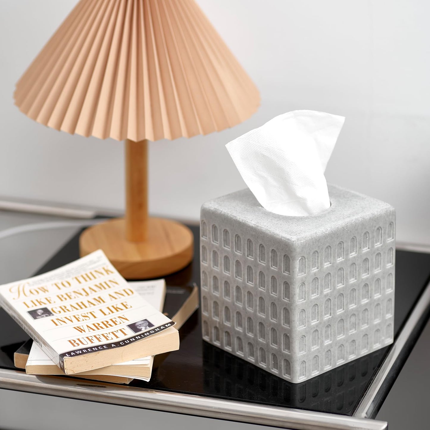 Colosseum Tissue Box Cover,Square Tissue Box Holder for Home Decor,Bathroom Countertop,Tabletop,Bedside Table,Office - Marble Grey
