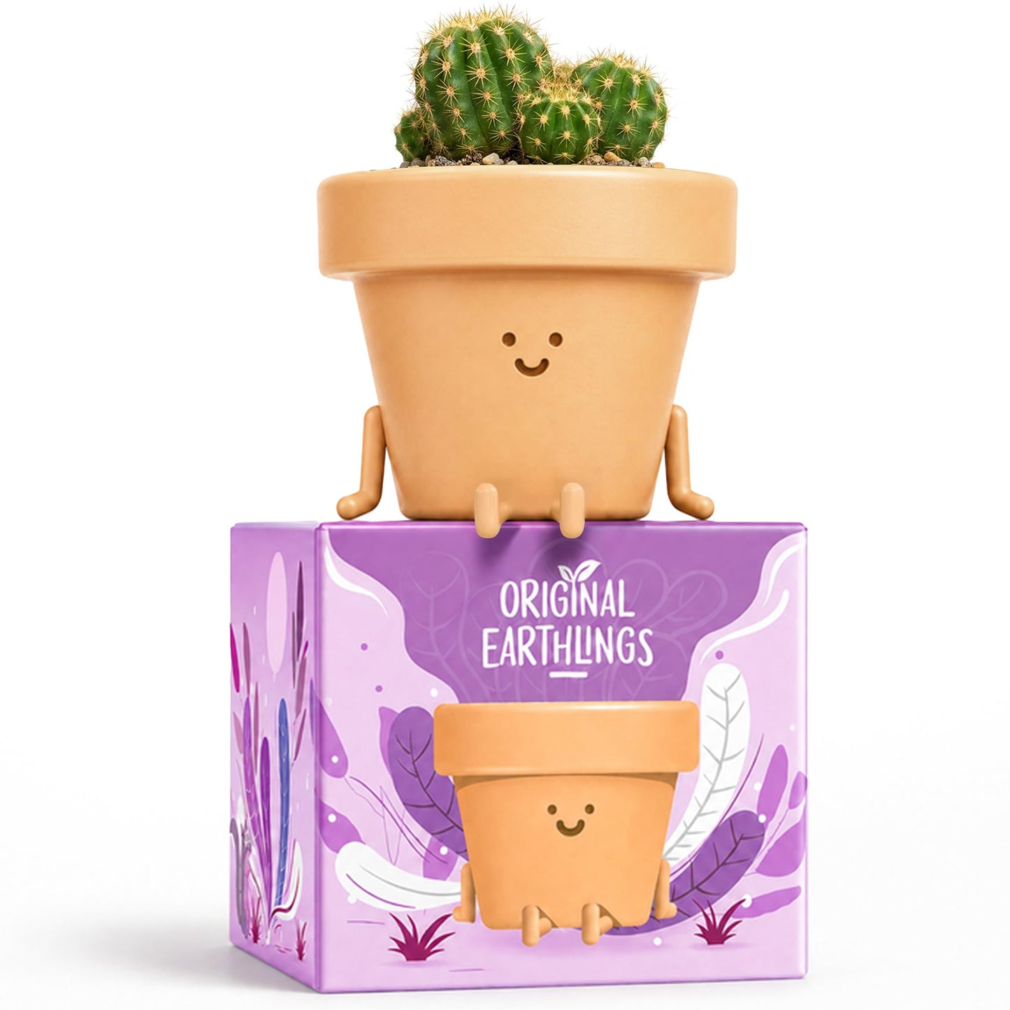 Original Earthlings Legs Out Pot - 4 Inch Cute Plant Pot - Plastic Funny Planter with Drainage, Unique Cactus Plant Lover Gift, Succulent Face Flower Pot, Desk Plant, Table Top Decor, & Home Gifts
