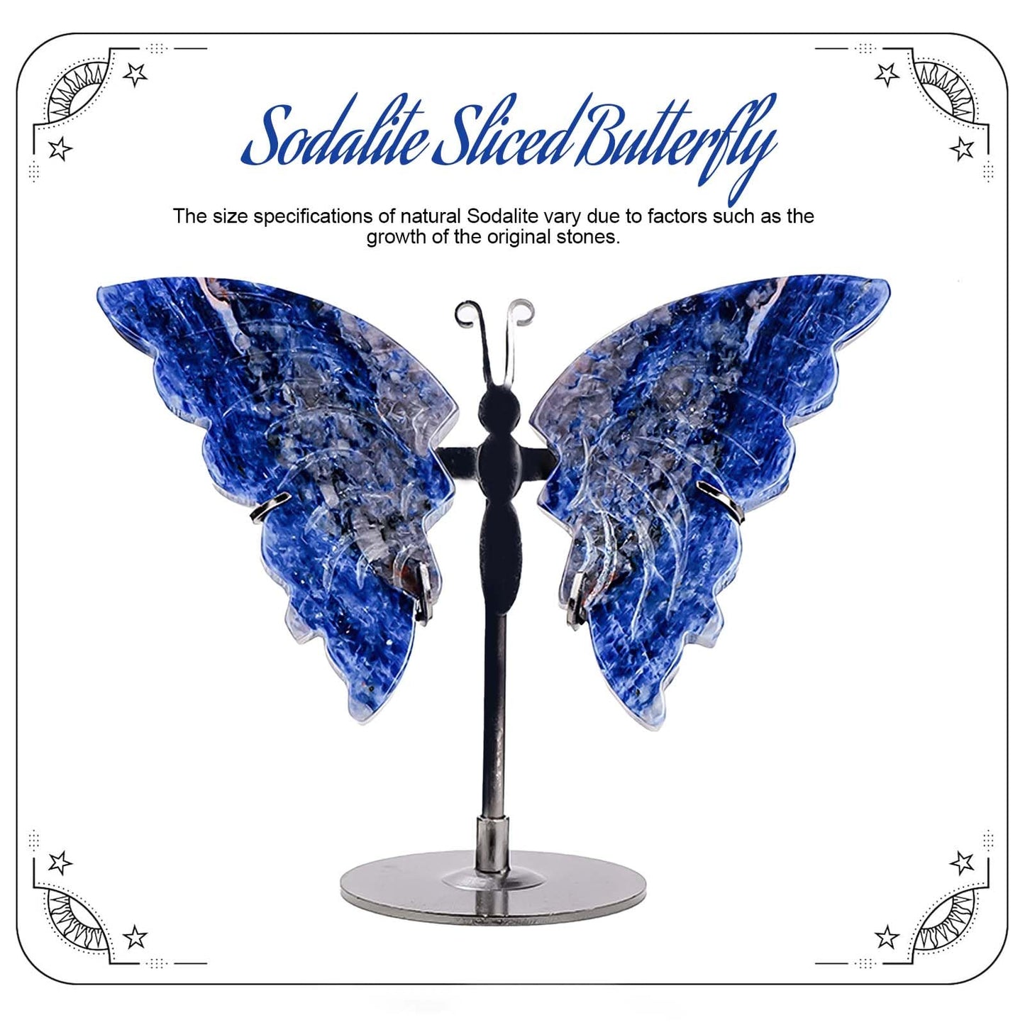 Apengshi Crystal Butterfly Ornament, Amethyst Agate Wings, Home Office Tabletop Decor (Sodalite)