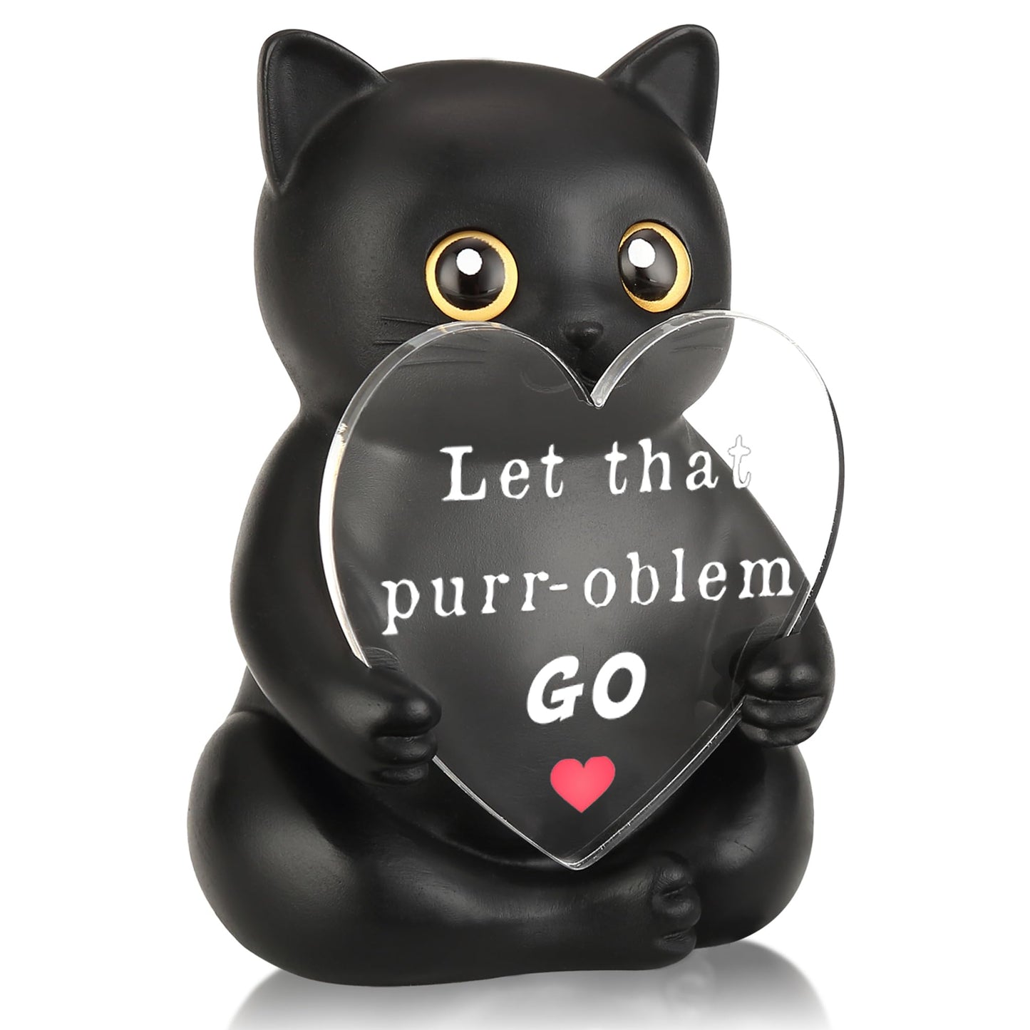 FTONENI Black Cat Encouragement Desk Decor, Funny Motivation Gift for Coworker Teacher Nurse Friend, Positive Office Desk Figurine for Team Appreciation - FDD631