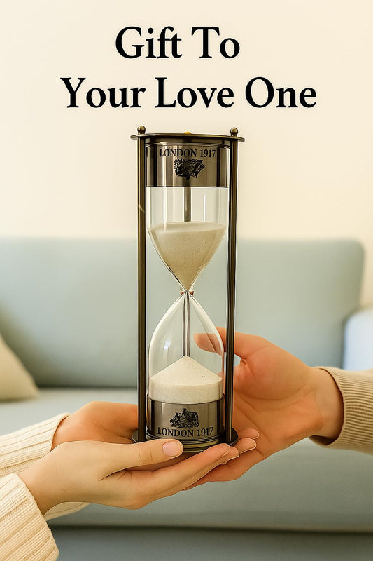 Brown Antique Decorative Hourglass Sand Timer - 5 Minute, Unique Vintage Nautical Brass Metal Art Hour Glass for Office Desk Home Decor - Birthday Gift,