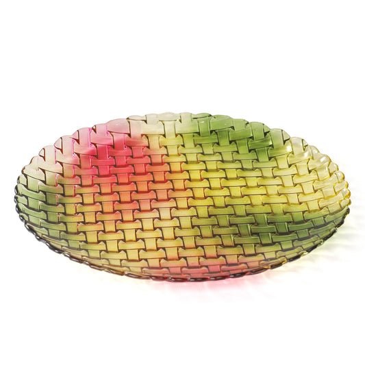 MAGCOLOR Colorful Round Woven Crystal Glass Decorative Plate 11 Inch-Diameter. (Colorful)