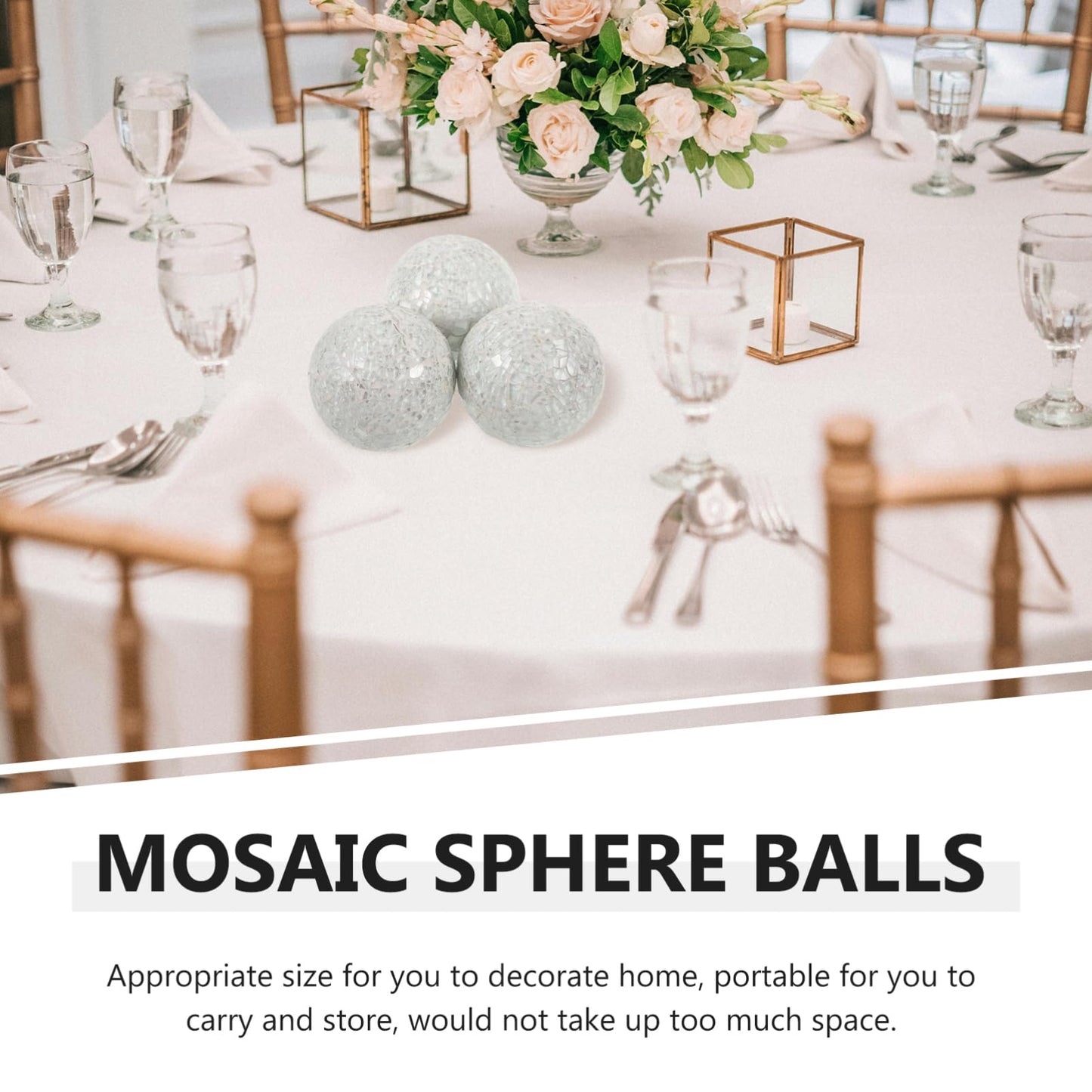 Alipis Decorative Balls 3.14 Inch Sphere Ornaments Set of 3 Lightweight Foam Tabletop Decor for Home Wedding Party Centerpieces Indoor Outdoor Display
