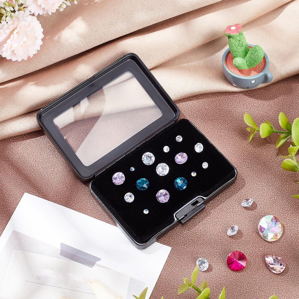 PH PandaHall Diamond Storage Box Gem Display Case Gemstone Container Small Storage Box Jewelry Organizer with Velvet and Window for Collectibles Rhinestone Crystal Small Items Jewelry 3.1x2.3 inch