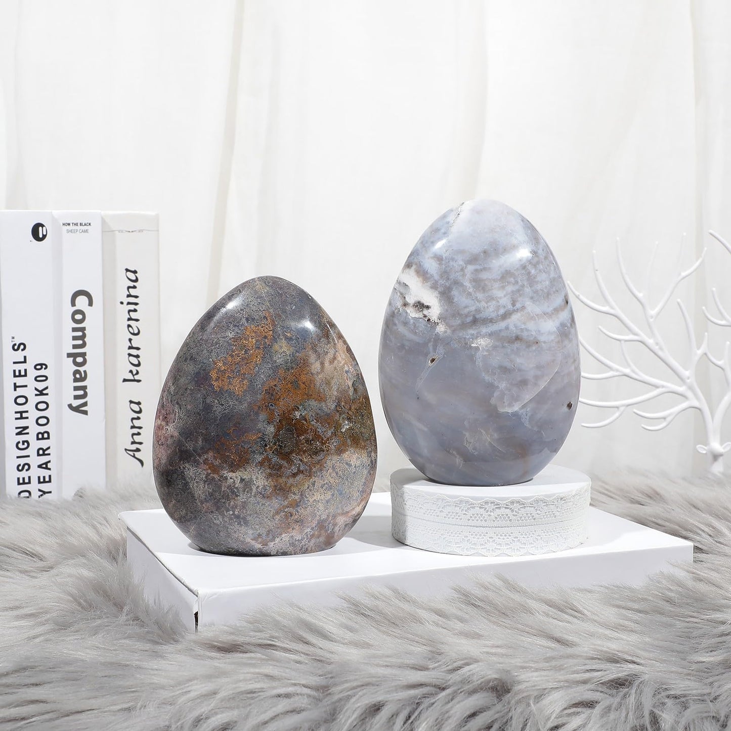 Sportmusies Natural Ocean Jasper Stone Self-Standing Centerpiece Desk Table Home Decoration, Irregular-Shaped Crystal Mineral Specimen Collection Meditation Reiki, 4.92-6.88 inches