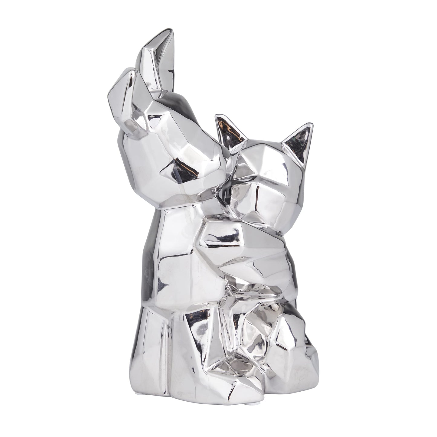 Deco 79 Porcelain Dog Cubist Sculpture, 8" x 5" x 12", Silver